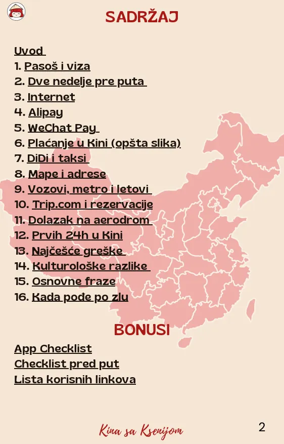 Sadržaj China Ready digitalnog vodiča